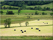 NY4124 : Grass baling in valley between Great Mell Fell and Little Mell Fell by Trevor Littlewood