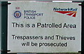 ST3487 : British Transport Police and Network Rail notice, Alway, Newport  by Jaggery