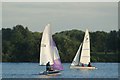 TQ4590 : View of sailing boats on the lake in Fairlop Waters #45 by Robert Lamb