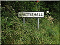 TL9780 : Knettishall Village Name sign on the C636 Nethergate Road by Geographer