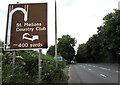 St Mellons Country Club direction sign near Castleton