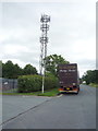 Communications mast beside Myerscough Smithy Road