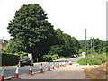 Traffic cones beside the Fakenham Road (A1067)