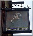 Sign for the Portland Hotel, Derby