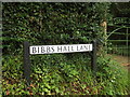 Bibbs Hall Lane sign