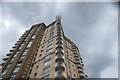 Looking up at apartments on the Thames from Canary Riverside