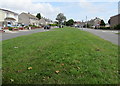 Wide grass strip in the middle of Dinas Road, Penarth 