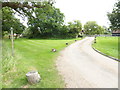 Bridleway junction with drive at Fewhurst Farm