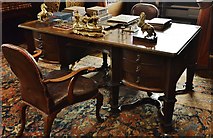 TF7928 : Houghton Hall: Sir Robert Walpole's desk in the library by Michael Garlick
