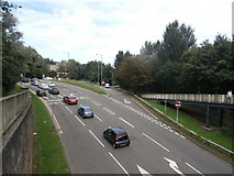 SS6594 : New Cut Rd, Swansea, viewed from the footbridge by John Lord