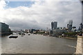 View of the Walkie Talkie, Cheese Grater, Tower 42 and Gherkin from Tower Bridge