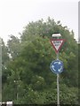 UK Give Way Sign And Mini Roundabout Sign