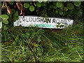 H2974 : Damaged road sign, Sloghan Road by Kenneth  Allen