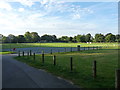 Carpark and playing fields in Meole Brace