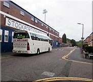 SJ8989 : Away team coach outside Edgeley Park, Stockport by Jaggery