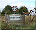 TL9174 : Honington Village Name sign on the A1088 Ixworth Road by Geographer