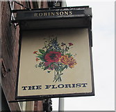 SJ8989 : The Florist pub name sign, Shaw Heath, Stockport by Jaggery