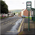 Welsh side of a bus stop sign in Old Cwmbran