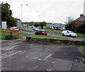 Stone and grass triangle across Grange Road, Cwmbran