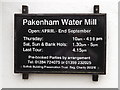 TL9369 : Pakenham Water Mill sign by Geographer