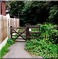 Wooden gate across a path to Wrexham town centre