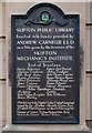 Skipton Public Library plaque