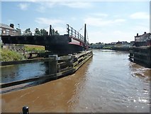 SE6132 : River Ouse at the open A19 swingbridge, Selby by Christine Johnstone