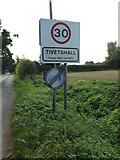 TM1686 : Tivetshall Village Name sign on Green Lane by Geographer