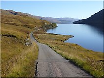 NM9991 : The switchback road along the north shore of Loch Arkaig by Oliver Dixon