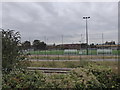 Playing fields viewed from across the railway line