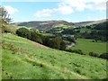 SN7874 : The River Ystwyth meanders through the valley past the village of Cwmystwyth by Derek Voller