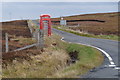 HU2951 : Isolated phone box at the Stanydale junction, near Gruting by Mike Pennington