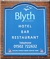 Sign on the Blyth Hotel, Southwold