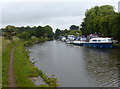 Boats moored along the Leeds and Liverpool Canal