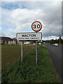 TM1791 : Wacton Village Name sign on Hall Lane by Geographer