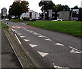 Crocodile teeth markings on Greenmeadow Way, St Dials, Cwmbran