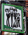 Unexpected depiction on the Railway Hotel name sign, Nantwich