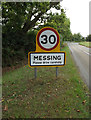 Messing Village Name sign on Harborough Hall Road