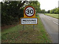 Messing Village Name sign on Harborough Hall Road