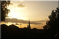 View of Our Lady Star of the Sea Church silhouetted in the sunset from the Royal Observatory