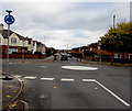 White painted roundabout at a suburban crossroads, Gloucester
