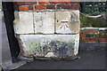 Benchmark on gatepost at entrance to Abbey Park from St Margaret