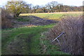 Field access track over stream from Bell Foundry Lane