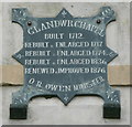 Date plaque on the chapel. Glandwr