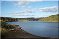 Western shore of Tunstall Reservoir showing low water level