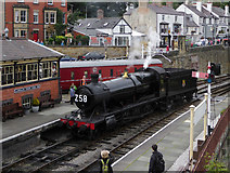 SJ2142 : Steam locomotive at Llangollen Station in Denbighshire by Roger  D Kidd