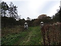NU0815 : Gate Posts and Footpath towards Shawdonwood House by Les Hull