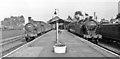 Barnard Castle station, with trains 1953