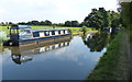 Narrowboat moored along the Staffordshire and Worcestershire Canal