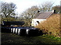 Silage bales and derelict farmhouse, Raneese